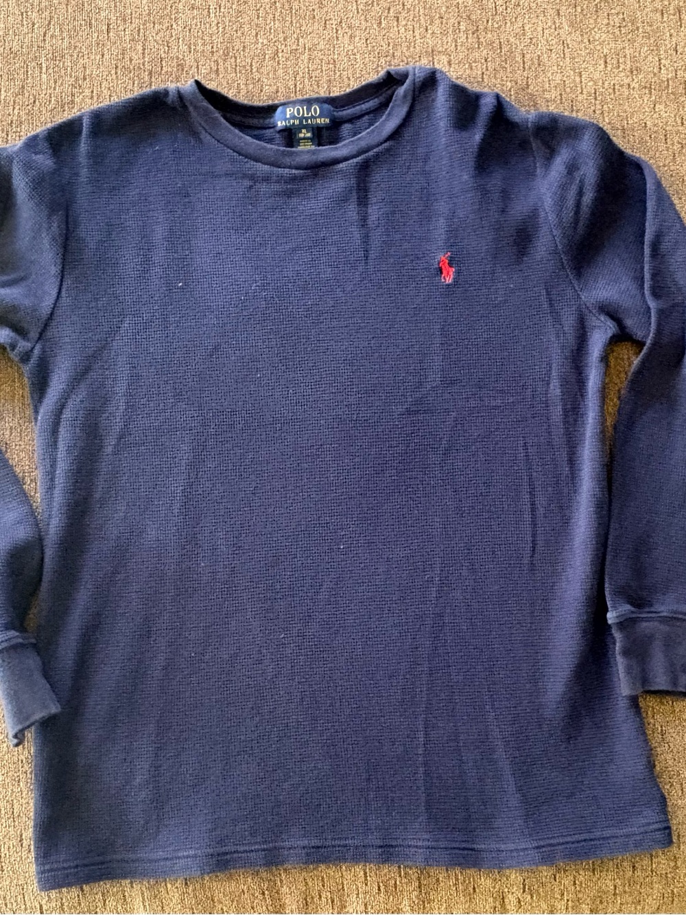 Polo Ralph Lauren Thermal Shirt boys Youth xl (18/20) Blue Long Sleeve Preowned